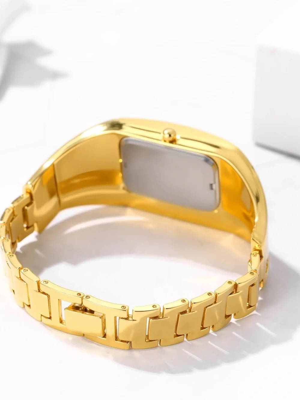 Anthropologie Gold-tone Crystal Accent Bangle Watch